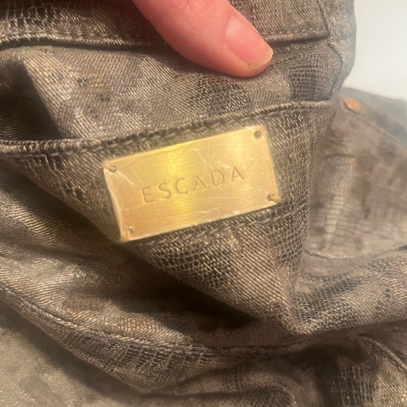 Escada Sable Python snake shimmer print ankle Jeans zippered bottoms size 38 - Picture 6 of 12